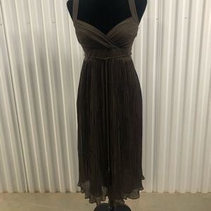 WHBM Pleated brown Sleeveless Dress.  Preloved